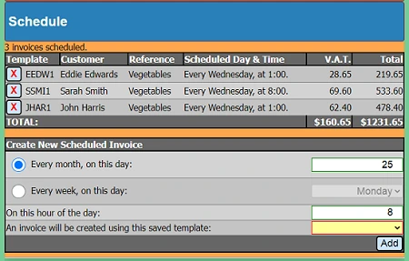 Schedule Invoice Form